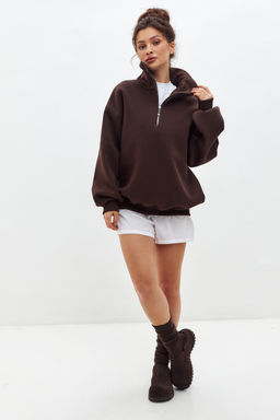 Толстовка женская из футера начес Комфорт шоколад макси