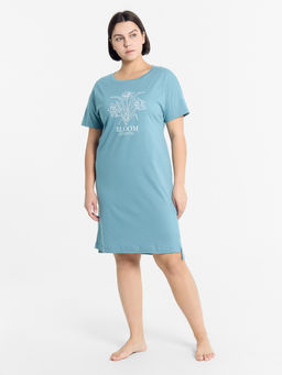 Сорочка ночная женская дымчато-голубая с печатью - Mark formelle фото 3