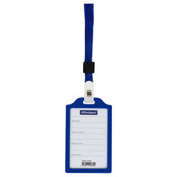 Цена за 2 шт. Бейдж OfficeSpace 85*55 мм вертикальный, без держателя, жесткий каркас, синий (344585)