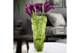 Ваза 16*16*32 см 2,5 л, зеленый, стекло