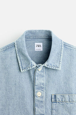 DENIM BOXY FIT OVERSHIRT - Zara фото 8