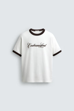 CONTRAST SLOGAN RIB T-SHIRT - Zara фото 7