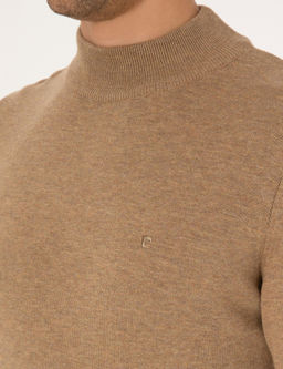 Camel Melanj Slim Fit Yar_m Bal_k__ Yaka Basic Triko Kazak - Pierre cardin фото 7