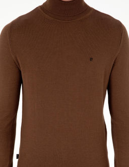 Koyu Kahverengi Slim Fit Bal_k__ Yaka Basic Triko Kazak - Pierre cardin фото 6