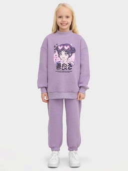 Джемпер для девочек в лиловом цвете с печатью - Mark formelle фото 2