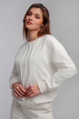 Арт. 2530 Костюм с брюками женский 44-50 Цвет:верх-молочный, низ-молочный - Калинка фото 4