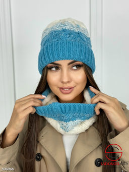 шапка 2в1 женская с флисом внутри - Bruno фото 2