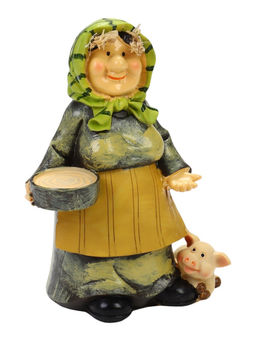Садовая фигура из полистоуна «Бабушка с поросенком», 12×11×21 см