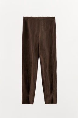 LINEN BLEND WRINKLED-EFFECT TROUSERS - Zara фото 4