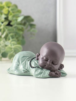 Сувенир полистоун "Маленький спящий будда" зелёно-коричневый 6,5х11х5,3 см