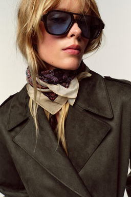 LONG FAUX SUEDE TRENCH COAT - Zara фото 4