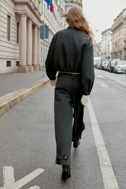 SHORT PINSTRIPE BALLOON BOMBER JACKET - Zara фото 3