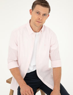 Pembe Slim Fit Keten Kar___ml_ G_mlek