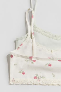 Pack de 2 crop tops con ribete de encaje - H&m фото 2
