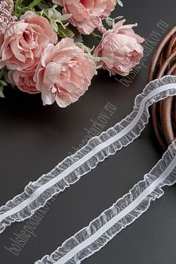Тесьма с резинкой 2,5 см*10 ярд (SF-587) белый