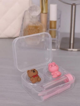 Контейнер для линз "Duble bear-hare", pink