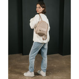 Рюкзак из искусственной кожи с карманом NK 27х23х10 см, бежевый цвет - Nazamok фото 9