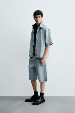 SHORT SLEEVE DENIM SHIRT - Zara фото 4