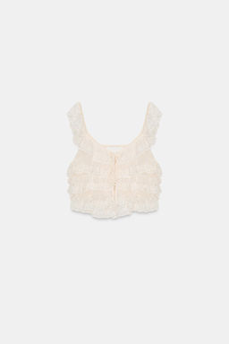 TOP VOLANTES ENCAJE / Crudo - Zara фото 4