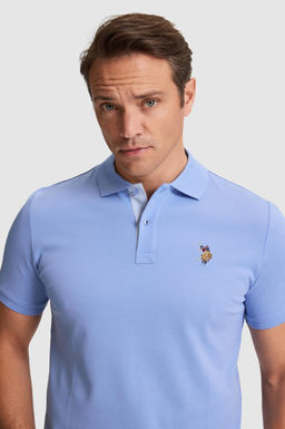 Erkek Mor Regular Fit Polo Yaka Basic Ti__rt