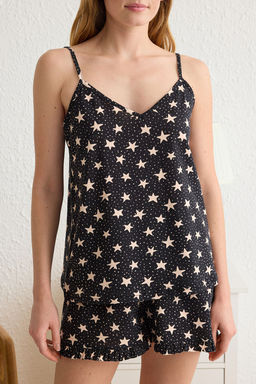 Trendyolmilla Mavi %100 Pamuklu Y?ld?z ve Puantiye Desenli F?rf?rl? Sortlu Orme Pijama Tak?m? THMSS25PT00086 фото 9