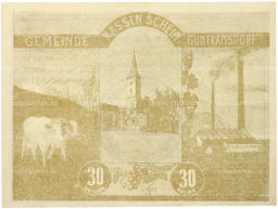 Банкнота 30 геллеров 1920 года Австрия община Гунтрамсдорф (Нотгельд)