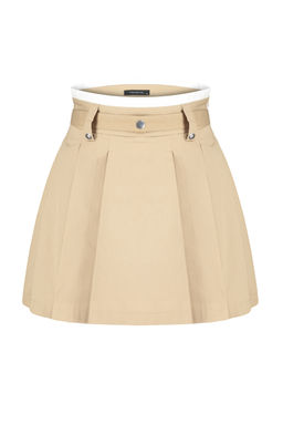 TRENDYOLMILLA Kahverengi Cift Kemer Detayl? Pileli Mini Dokuma Etek TWOAW24ET00079 фото 9