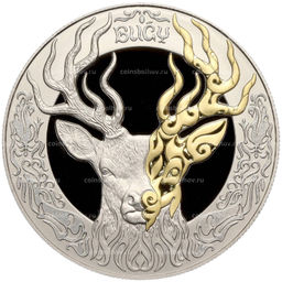 Монета 200 тенге 2020 года Казахстан  Культовые животные тотемы кочевников Олень(в коробке)