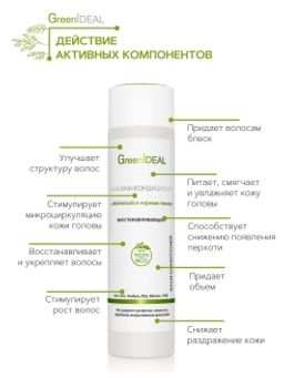 Бальзам-кондиционер восстанавливающий с облепихой и черным тмином (натуральный, бессульфатный) - Greenideal фото 3