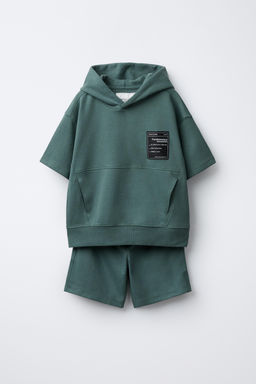 INTERLOCK SHORT SLEEVE HOODIE AND BERMUDA SHORTS SET