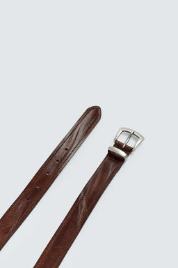 VINTAGE-EFFECT LEATHER BELT - Zara фото 5