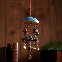 Интерьерная подвеска с колокольчиками Слоны 15х15х34 см МИКС