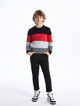 Bisiklet Yaka Renk Bloklu Uzun Kollu Erkek ?ocuk Triko Kazak - Waikiki фото 2