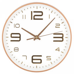 Часы настенные "Импульс" д24,5см, h4см, мягкий ход, циферблат белый; цифры арабские, золотой; корпус пластик, бежевый "под дерево"; в коробке (Китай)