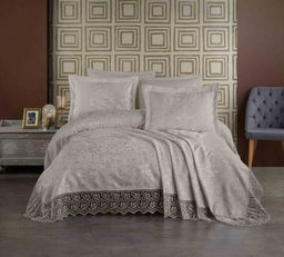 Покрывало EFOR Pique Bedspread LEYLA (240*260) с наволочками серый GRI