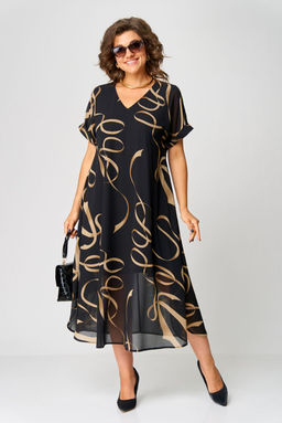 Платье EVA GRANT 7116 черный с принтом