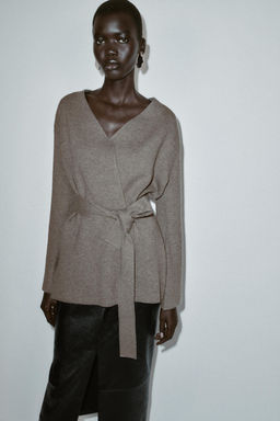 PLAIN KNIT CARDIGAN WITH BELT - Zara фото 17