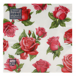 Салфетки бумажные Bouquet Home Collection Classic 33х33см, 3-х слойные, 20 штук в упаковке, 100% целлюлоза, Красные розы (Россия)  фото 2