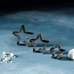 Формы для печенья Доляна Сердце, звёздочка, набор 6 шт., 7?13?1.5 см, металл, серебристые