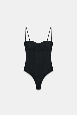 POLYAMIDE BLEND BODYSUIT WITH LACE TRIM - Zara фото 7