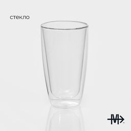 Стакан с двойными стенками Magistro «Поль. Дуо», 400 мл, 8.5×15 см, стекло, прозрачный