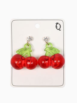 Серьги "Вишня" объемная, цвет красно-зелёный в золоте