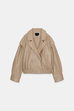 CHAQUETA BOMBER EFECTO PIEL / Piedra - Zara фото 7