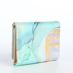 Кошелёк женский на кнопке, 10×1.5×8 см, с принтом, зелёный/бирюзовый