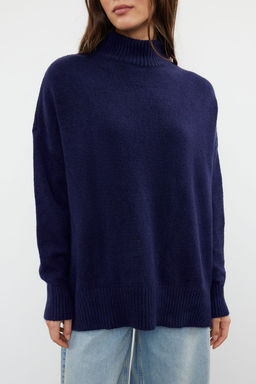 Lacivert Genis Kal?p Yumusak Dokulu Triko Kazak TWOAW23KZ00469