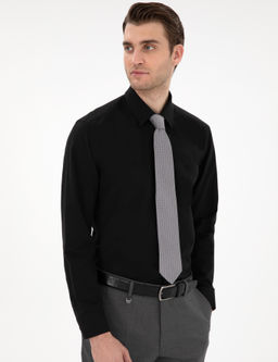Siyah Regular Fit Uzun Kollu Basic G_mlek