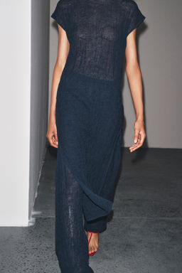 FINE KNIT CRINKLED MIDI DRESS - Zara фото 10