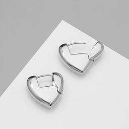 Серьги металл Аккорд сердце, такт, цвет серебро - Qf фото 2