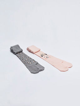 Desenli K?z ?ocuk K?lotlu ?orap 2li