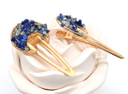 Заколка зажим для волос Месяц с лазуритом 7*3,5*1,8см